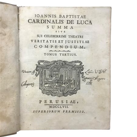 Giovanni Battista De Luca (1614 - 1683)  - Summa Theatri Veritatis et Justitiae - 3 Tomi, 1757