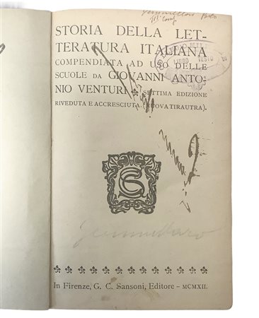 Storia della letteratura italiana compendiata ad uso delle scuole da Giovanni Antonio Venturi, 1912