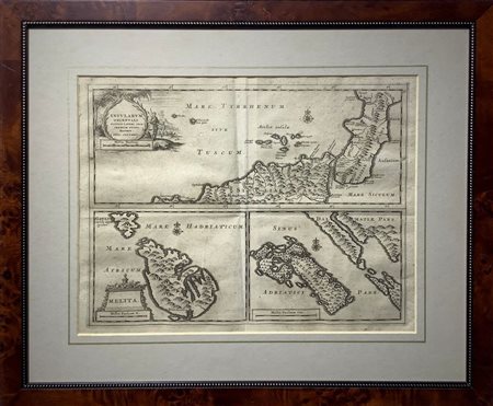 Peter Vav Der AA (Leida 1659 - Leida 1733)  - Insularum Orientali -Melita-Melita Insula, Leida, Sicilia-Malta, carta geografica, 1715