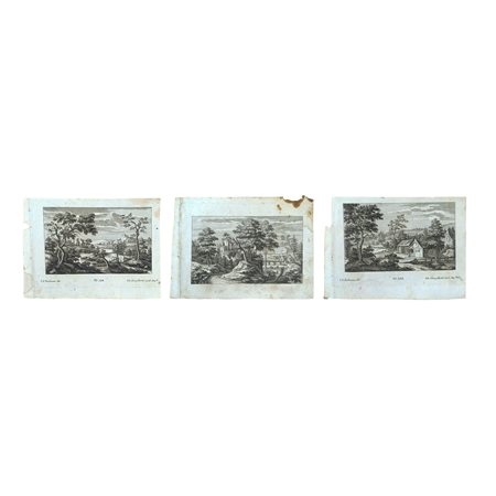 Johann George  Hertel (1700 - 1775)  - N°3 Paesaggi fluviali