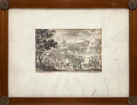 Pierre  Mariette (1603 - 1647)  - Ponte attraversato da cavalleria armata, 17th/18° secolo