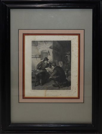 Adrian Schleich (Monaco di Baviera 1812 - Monaco di Baviera 1894)  - Der Zeitungsleser, 19° secolo