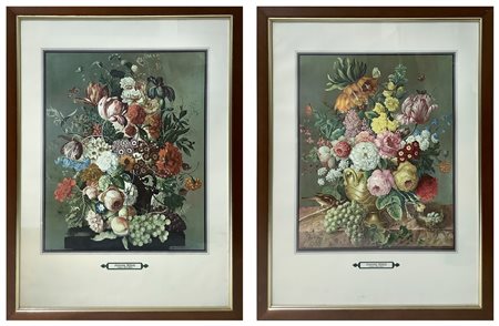 Joseph  Nigg (Vienna 1782 - 1863)  - Coppia di nature morte di fiori in vaso, 20° secolo