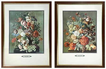 Joseph  Nigg (Vienna 1782 - 1863)  - Coppia di nature morte di fiori in vaso, 20° secolo