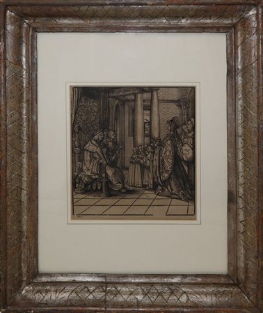 Hans Burkgmair (Augusta 1473 - Augusta 1531)  - Il Re riceve sua figlia Margaret e i figli di Re Filippo, 16° secolo
