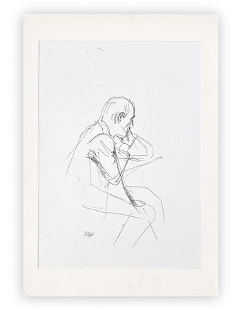 ALBERTO SUGHI (1928-2012) - Uomo Seduto In Nero, 2002