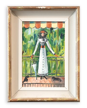 ANONIMO - Senza Titolo (Figura femminile con ombrello)