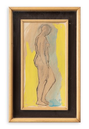 BRUNO CALVANI (1904-1985) - Senza Titolo (Nudino su fondo giallo), 1962
