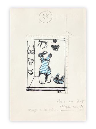 ORFEO TAMBURI (1910-1994) - Senza Titolo (Omaggio a De Chirico)