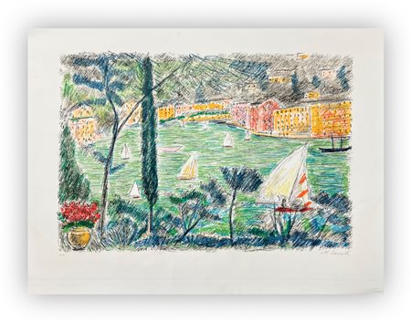 MICHELE CASCELLA (1892-1989) - Senza Titolo (Veduta di Portofino)
