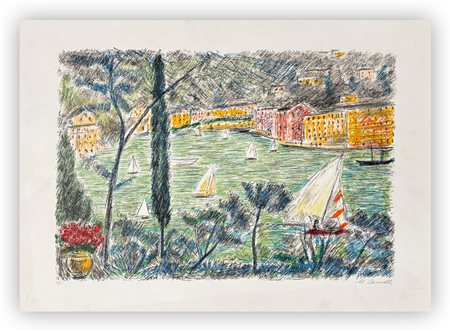 MICHELE CASCELLA (1892-1989) - Senza Titolo (Veduta di Portofino)