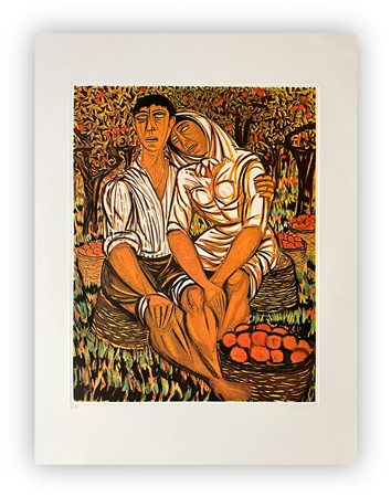 GIUSEPPE MIGNECO (1908-1997) - Senza Titolo (Raccoglitori di arance)