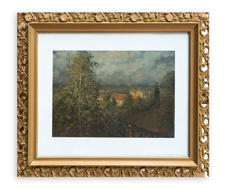 GIOVANNI GUARLOTTI (1869-1954) - Case nel paesaggio, 1943