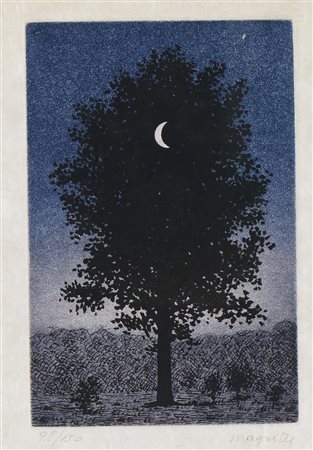 René Magritte (1898-1967), Seize Septembre, acquaforte a colore, cm 15,5x10
