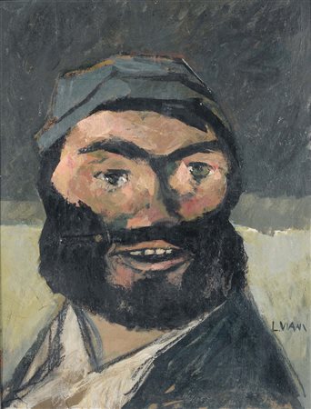 Lorenzo Viani (1882-1936), Testa di marinaio, 1928 , olio su legno, cm 49x37,...