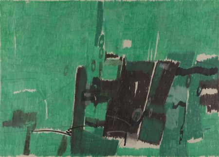 Piero Ruggeri (1930-2009), Senza Titolo, anni 60, tecnica mista su carta, cm...