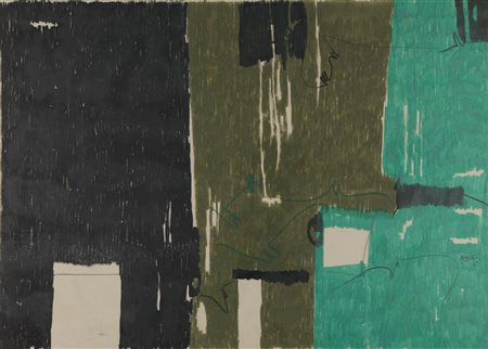 Piero Ruggeri (1930-2009), Senza Titolo, 1961, tecnica mista su carta, cm...