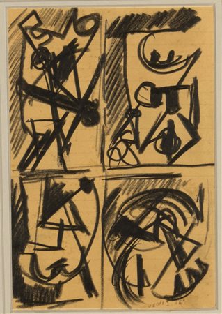 Emilio Vedova (1919-2006), Senza Titolo, 1950, carboncino su carta, cm 20,7...