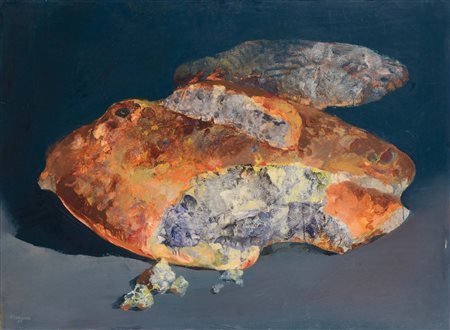 Bruno Vespignani (1808-1882), Pane, olio su tela, cm 70x100 Autentica su...