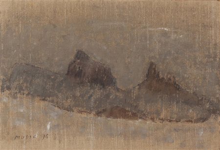 Zoran Music (1909-2005), Rocce, 1975, acrilico su tela, cm 38x55 firmato in...