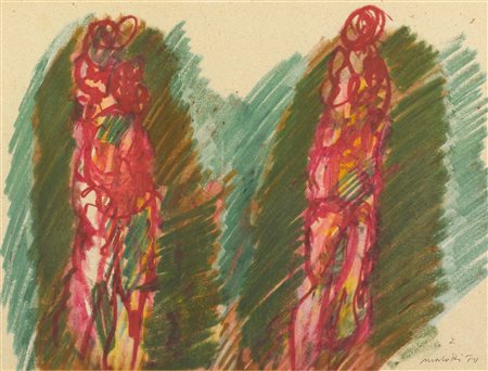 Ennio Morlotti (1910-1992), Senza Titolo, 1970, pastelli su carta, cm 35x47...