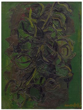 Ennio Morlotti (1910-1992) , Vegetazione, 1957, olio su tela, cm 63x47,...