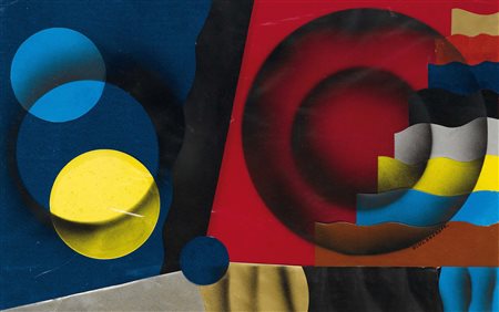 Nicola Diulgheroff (1901-1982), Senza Titolo, collage su cartone, cm 30x50
