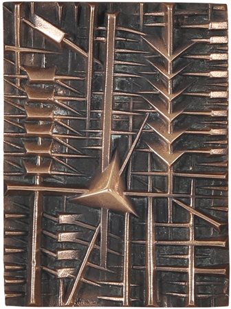 Arnaldo Pomodoro (1926), Bassorilievo in bronzo, 1981, cm 11,5x8 firmato in...