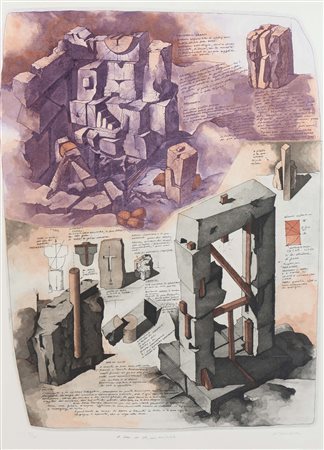 Giò Pomodoro (1930-2002), Senza Titolo, serigrafia, es. 9/20, cm 50x70,...