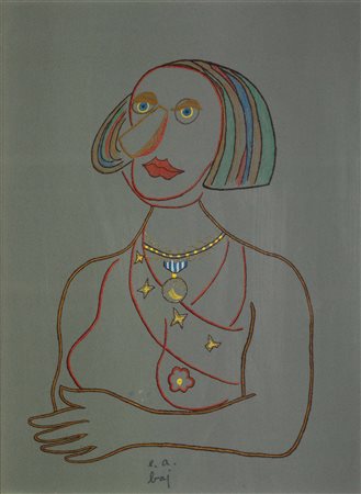 Enrico Baj (1924-2003), Dama, 1979, panno ricamato a mano, cm 79x59 multiplo...