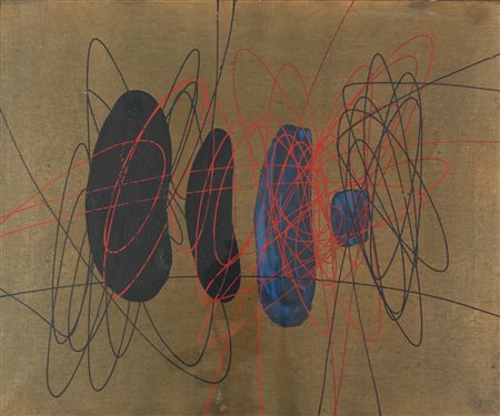 Roberto Crippa (1921-1972), Spirali 1953, olio su tela, cm 45x55, firmato e...