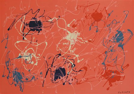 Giulio Turcato (1912-1995), Astratto, 1971, tempera su tela, cm 70x50,...