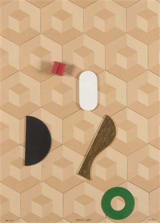 Pezzo Lucio Del (1933), Pavimento e oggetti, 1974, cm 52x71, firmato e datato