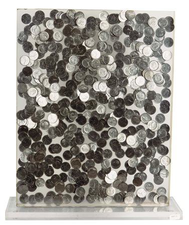 Fernandez Arman (1928-2005), Senza Titolo, 2001, inclusione di monete in...
