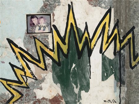 Mimmo Rotella (1918-2006), Senza titolo,1989, tecnica mista su lamiera, cm....