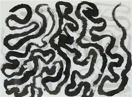 Hidetoshi Nagasawa (1940), Senza titolo, 1987, china su carta, cm. 66x49,...