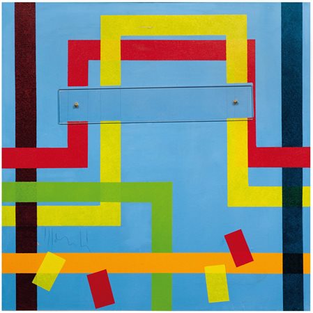 Aldo Mondino (1938-2005), Greca, anni ‘60, acrilico su tela e plexiglass, cm...