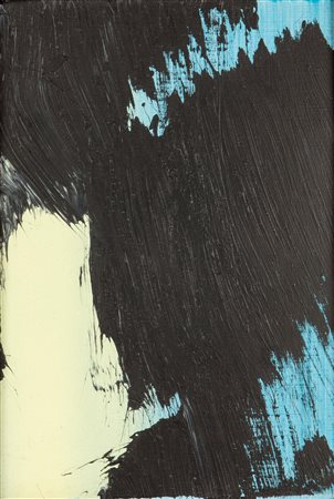 Hans Hartung (1904-1989), R12-T, 1983, acrilico su tela, cm 35x24, firmato a...