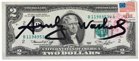 Andy Warhol (1928-1987), Two Dollar Bill, Jefferson , biglietto di banca da...