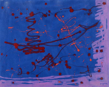 Antonio Corpora (1909-2004), Tappeto Volante, olio su tela cm 65x81,firma in...