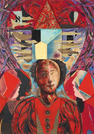 Bruno Ceccobelli (1952), Senza Titolo, olio su tela, cm 70x100 Autentica su...