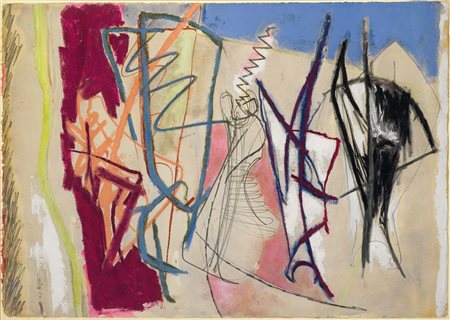 Enzo Esposito (1946), Senza titolo 1983, tecnica mista su carta, cm 50x72...