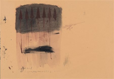 Cannella Piero Pizzi (1955), Senza titolo, 1989 , tecnica mista su carta, cm....