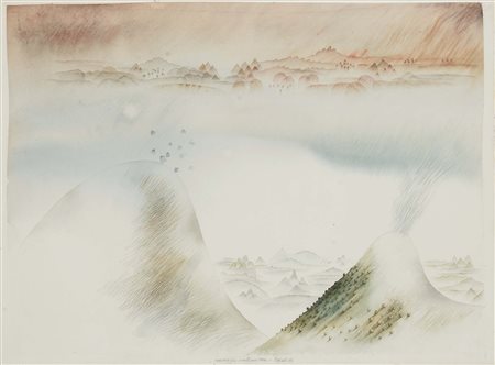 Tullio Pericoli (1936), Paesaggio,1984, carboncino su carta, cm. 75x57...