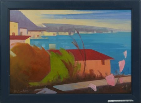 Francesco Luchino, Dipinto, 20° secolo, Olio su tavola, "Il mare" 2008, 50 x...