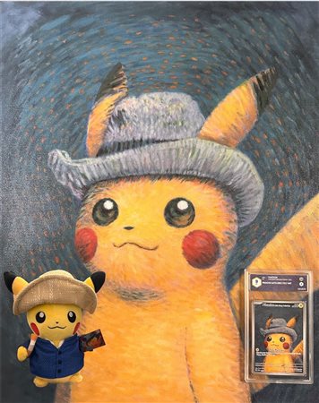 Pokémon - Lotto Esclusivo Pikachu with Gray felt hat Amsterdam Museum x Pokèmon Center - Tela, Carta promozionale e plush