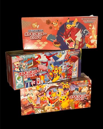 Pokémon - 3x Set Box Pikachu Pokèmon Center Hiroshima/Fukuoka/Tohoku - Sealed