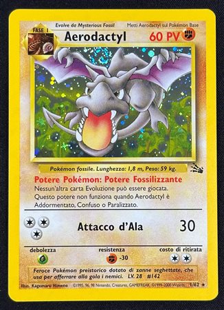 Pokémon - Aerodactyl Holo Fossil FO 1 ITA - RAW HOLO SWIRL
