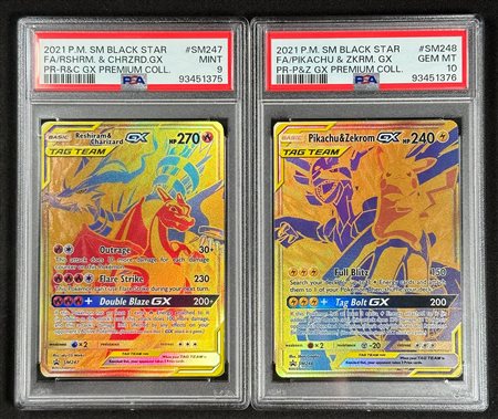 Pokémon - Reshiram&Charizard GX sm247 / Pikachu&Zekrom GX sm248 Promo ENG - PSA 9 e PSA 10 SEQUENTIAL