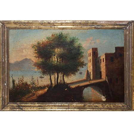 Paesaggio con ponte e alberi, 19th secolo painter.
